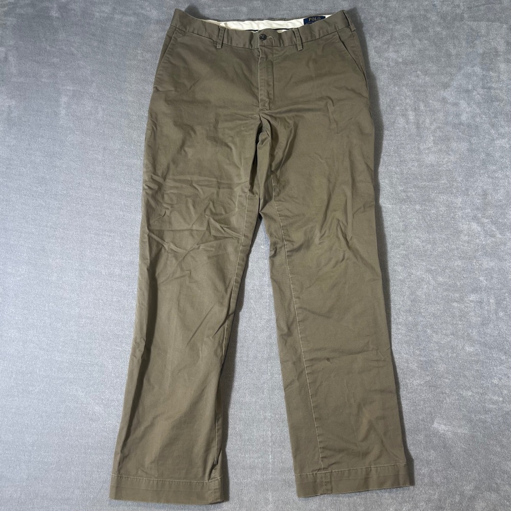 Polo Ralph Lauren Mens Stretch Classic Fit Chino Pants 33x32 Olive Green Khaki